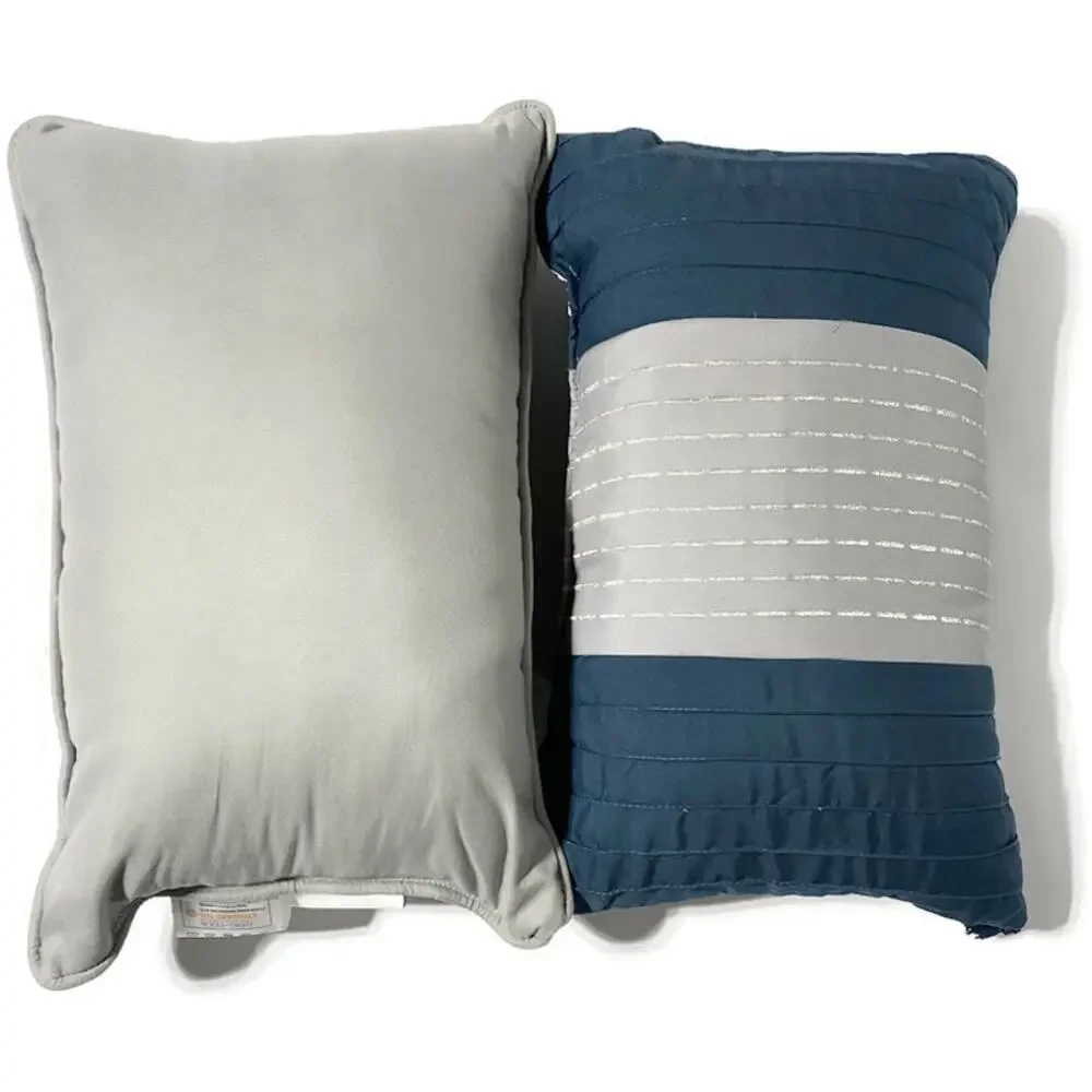 South Shore Fine Linens Accent Throw Pillows Gray and Blue Lot of 2 17x11x5